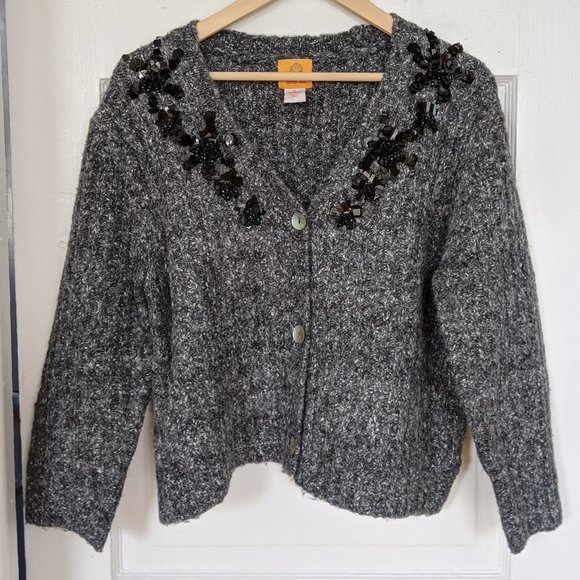 grey sequin cardigan